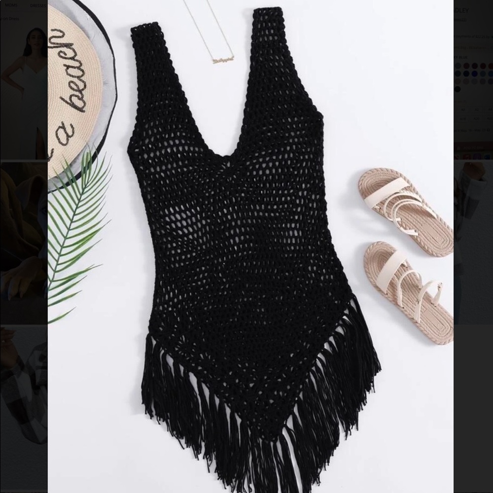 Shein black knit swim cover up